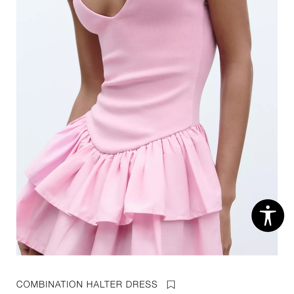Zara Light Pink Flared Mini Dress - Picture 3 of 10